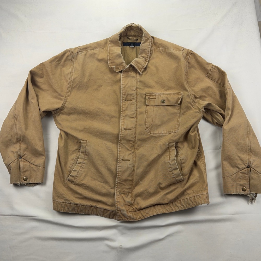 Gap Vintage Thrashed‎ Canvas Chore Barn Jacket Distressed Workwear Large Tan